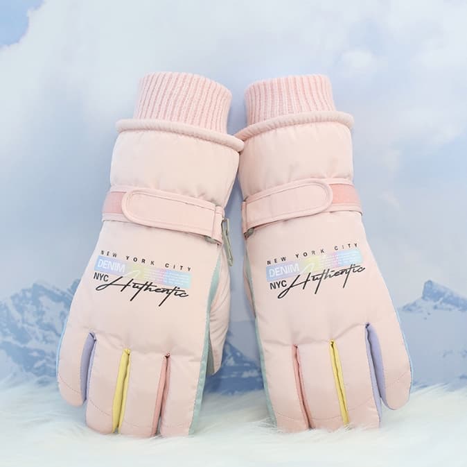 Pink Women's Warm Winter Ski Gloves - Waterproof & Windproof Touchscreen