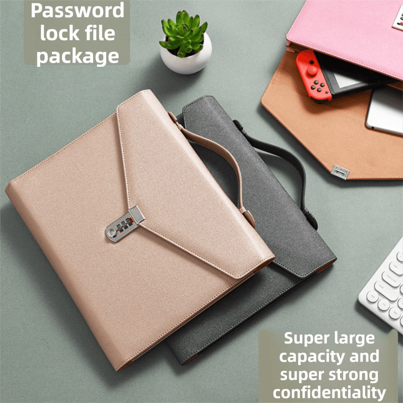 Black Anti-Theft Document Organizer with Secure Password Lock
