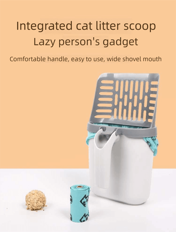 2-in-1 Cat Litter Scoop with Integrated Waste Bin - Bags Not Included
