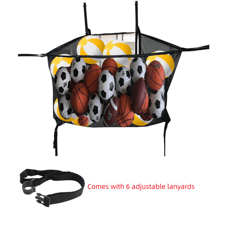 Black Large Hanging Pool Toy Storage Bag - Mesh Net Organiser for Swimming