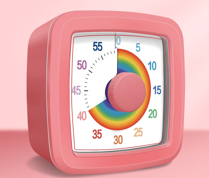 Pink Visual timer for kitchen - a 60-minute rainbow countdown timer, silent