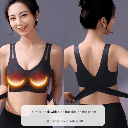 Size XL Black Wireless Electric Breast Massager Bra - 5 Modes Vibration & 3