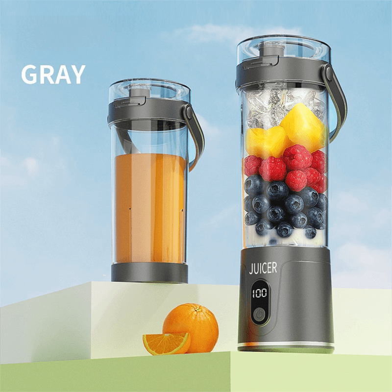Gray Portable 600 ml Wireless Juicer Blender with 12-Leaf Blades - 20,000
