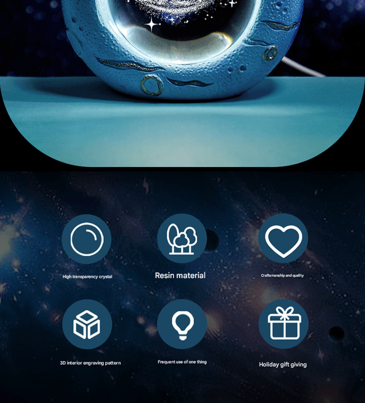 Celestial Ring LED Crystal Ball Lamp - 3D Engraving, Unique - Love Cloud