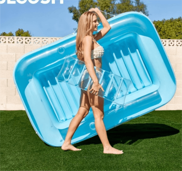 180 × 118 cm Blue Transparent Inflatable Suntan Tub & Floating Pool Lounger