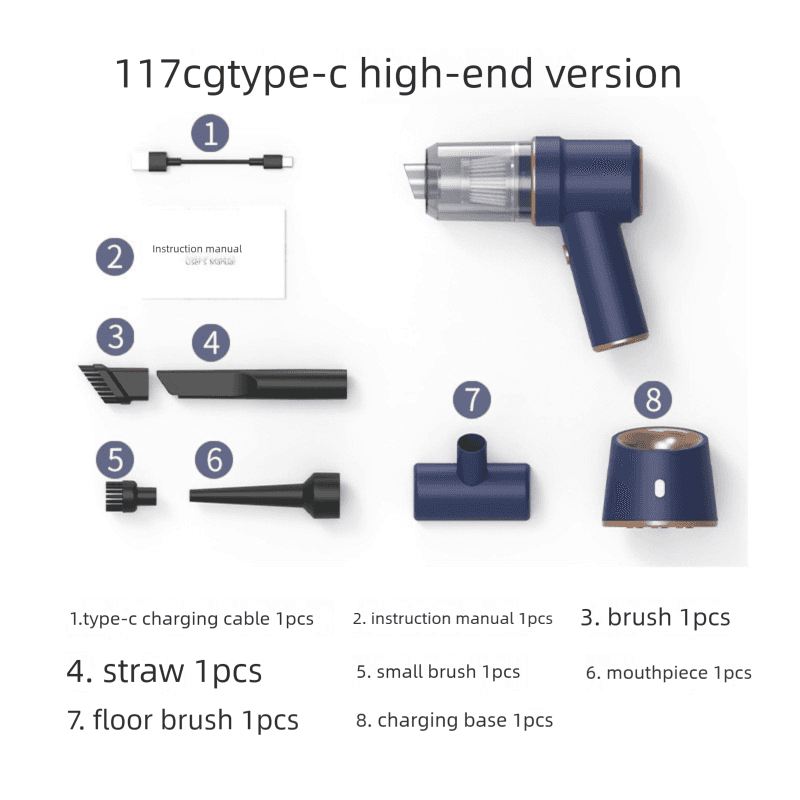 2-in-1 Cordless Handheld Car Vacuum Cleaner 120W High Power Suction