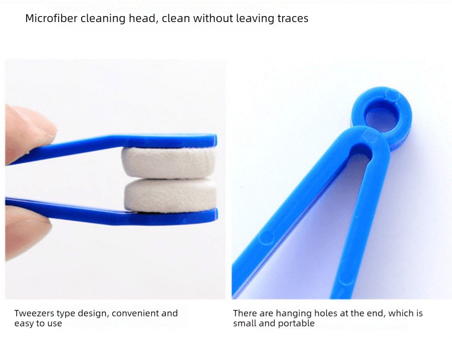10-Piece Red Portable Eyeglass Cleaning Clip - Dual-Sided Microfiber Tongs
