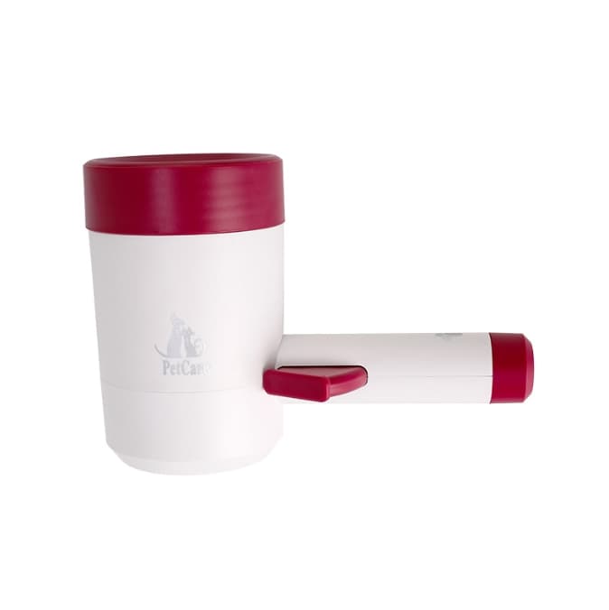 Deep red Portable Dog Paw Cleaner Cup - Semi-Automatic 360-degree Rotating
