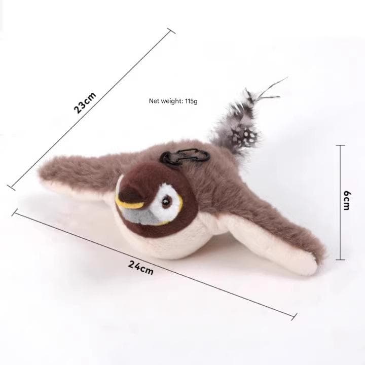 Interactive Flapping Wing Bird Toy for Cats & Dogs - Lomi Brown Sparrow