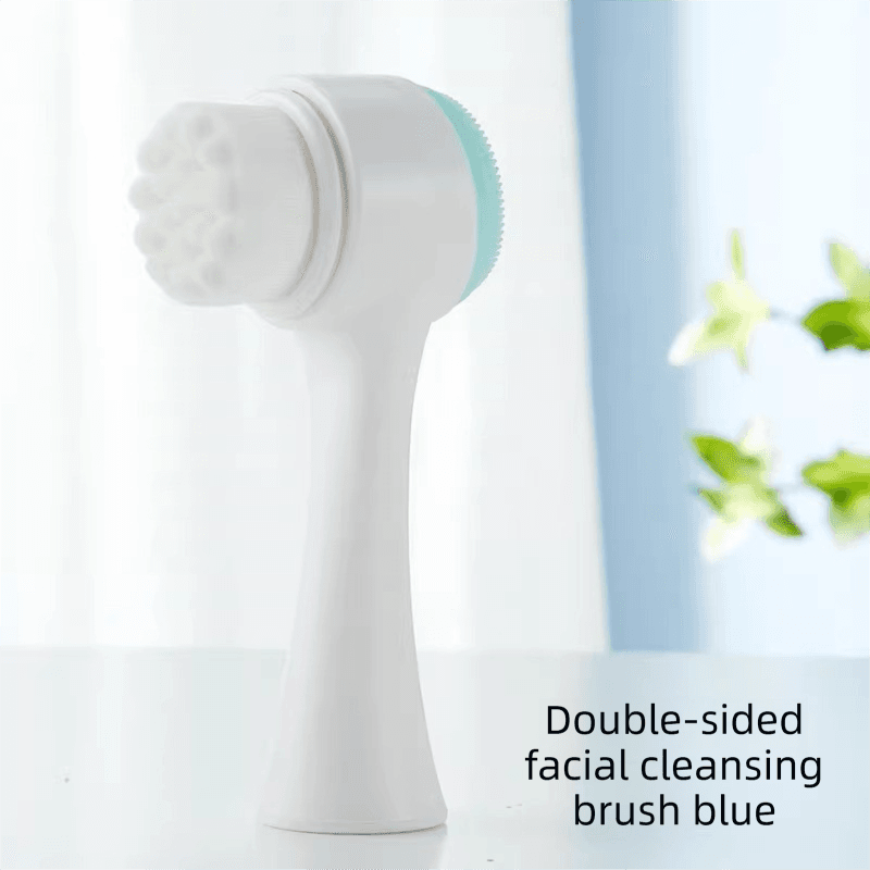 2-in-1 Dual Sided Facial Cleansing Brush Soft Microfiber & Silicone Scrubber