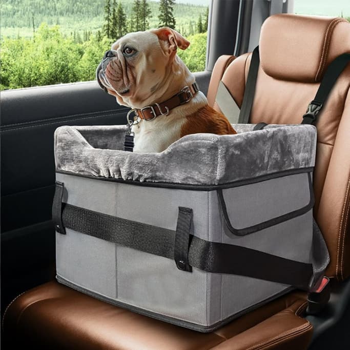 Grey Car Pet Pad - Portable Dog Booster Seat for Safe and Travel
