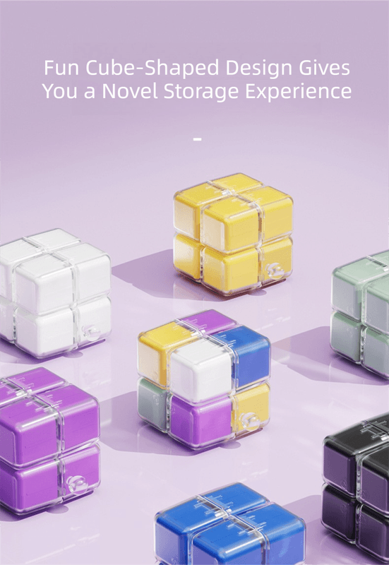 Colorful Portable Magnetic Cube Pill Organiser - 8 Compartment Weekly