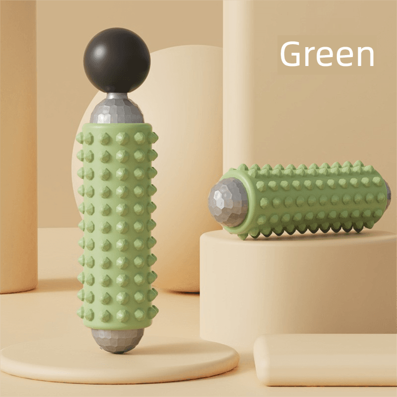 Green Portable Electric Yoga Massage Roller - Handheld Fitness Recovery