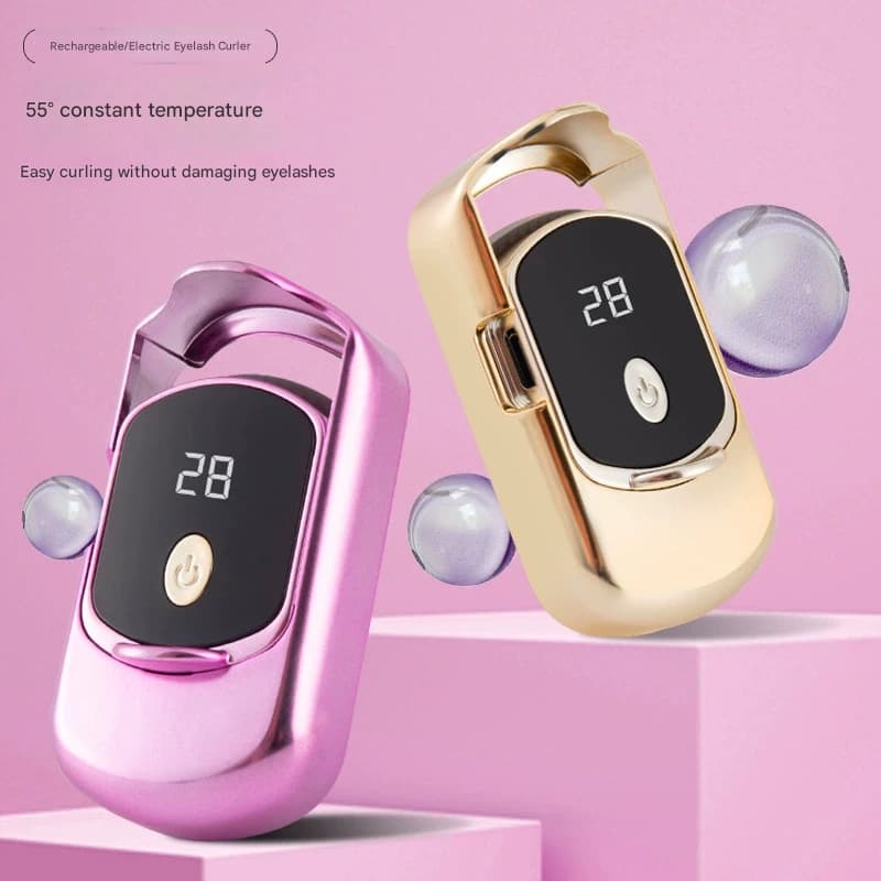 2-Piece Rechargeable Electric Heated Eyelash Curler - 55C Constant - Pink