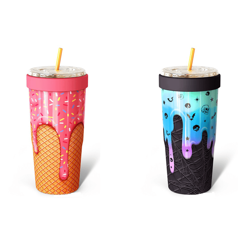 2-piece Pink-orange and Blue-black 30oz Stainless - Pink Orange Blue Black