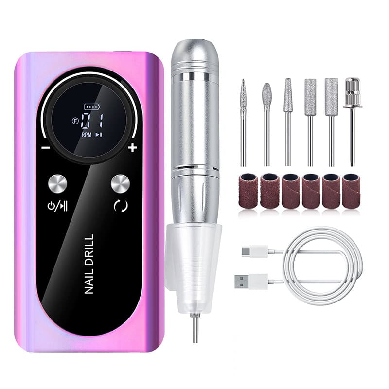 Purple Professional Rechargeable Nail Drill Machine - 45000RPM Portable