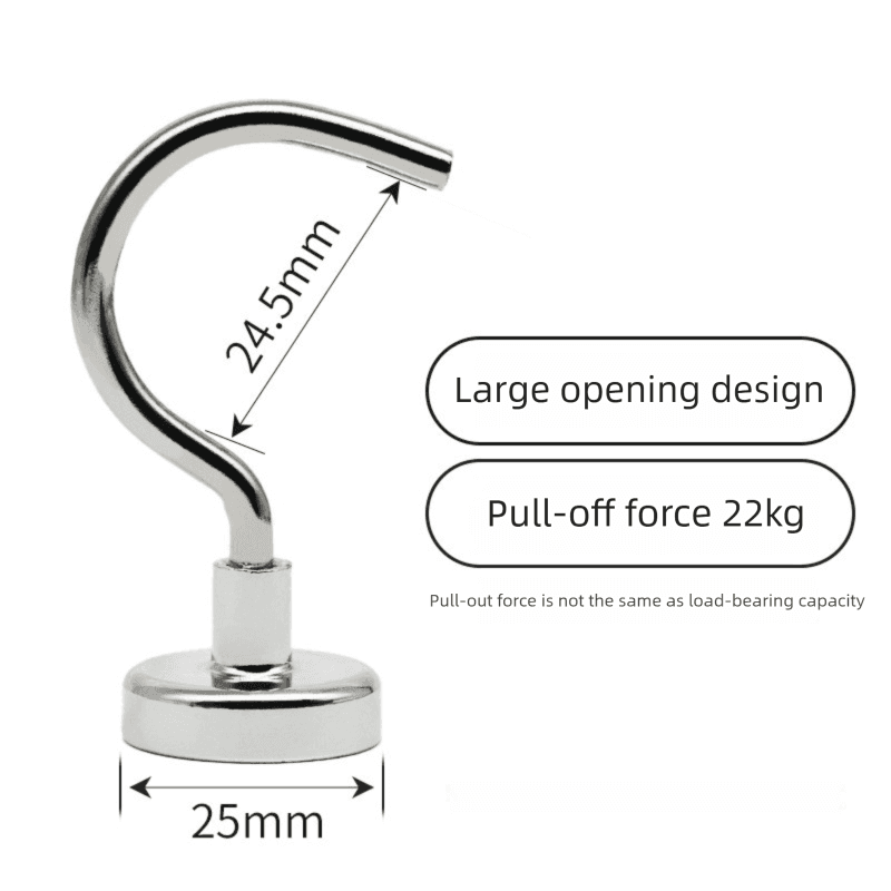 Neodymium Magnetic Hooks 25mm Base Large Open Mouth Hanger Heavy Duty Magnet