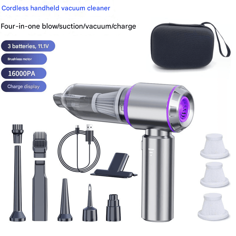 Silvery-purple Wireless Handheld Vacuum Cleaner with Blow, Suck, Inflate