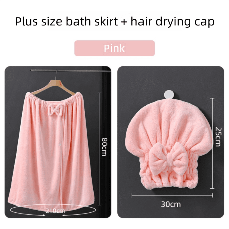 Pink Plus Size Bath Wrap Dress with Adjustable Elastic Waist and Bow Detail