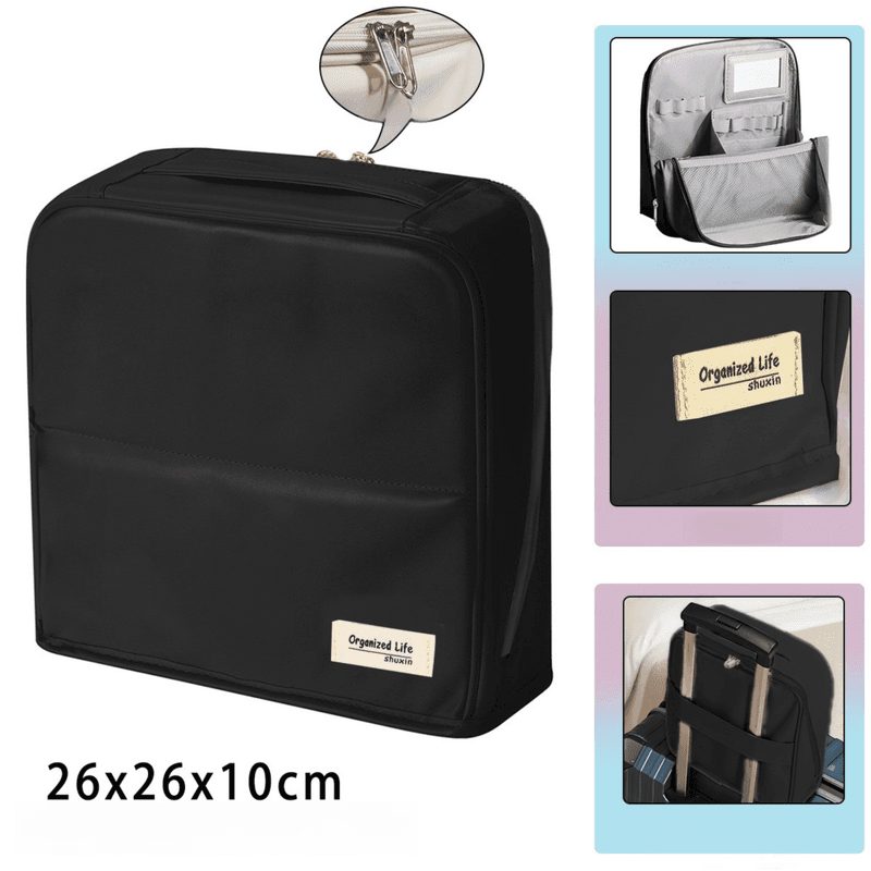 Black Magnetic Compartmentalized Standing Cosmetic Bag - 26×10×26 cm