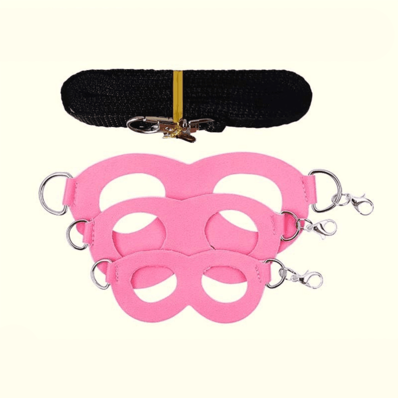 2-Pack Pink Small Mammal Harness Set - 6-Piece (S/M/L ×2) + 2×1.5m Leashes