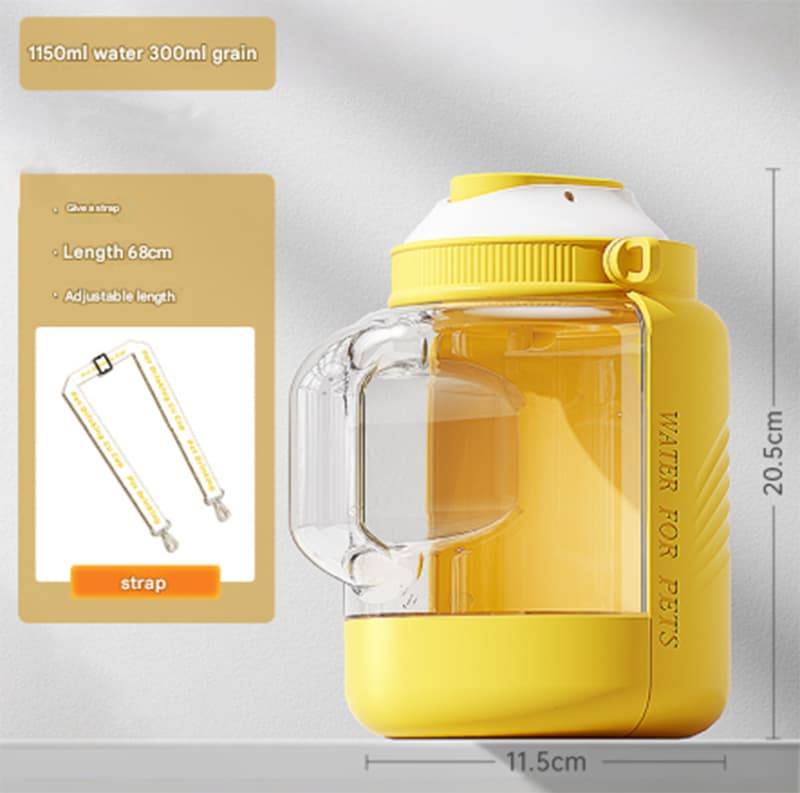 Yellow Large Capacity 2-in-1 Pet Travel Water & Food Bottle Dispenser