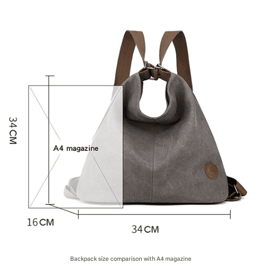 Purple Versatile 3-in-1 Canvas Backpack and Shoulder Bag Large Capacity