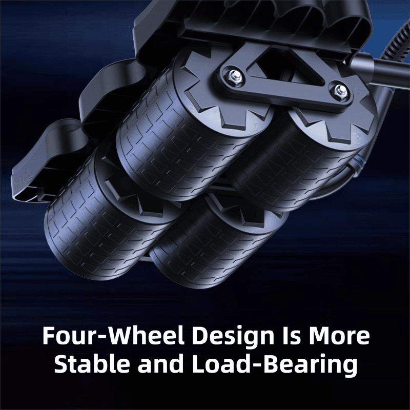 Black 4-Wheel Automatic Rebound Ab Roller with 8 Elbow - Beginner-Friendly