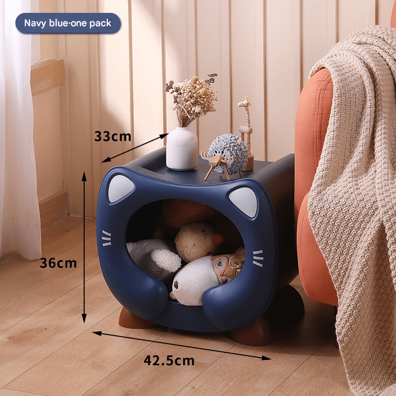 Blue Cat-Themed Stackable Storage Bin - Multi-purpose Pet Bed & Toy