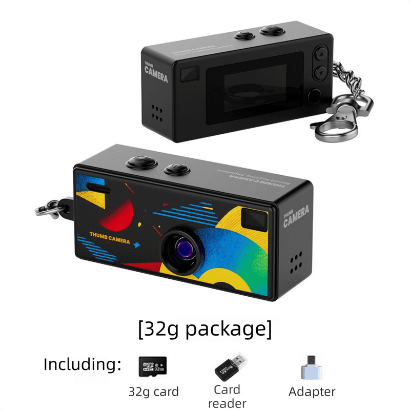 G6 Black Ultra-Mini Thumb Camera with 32GB Card, Card Reader & Adapter - HD