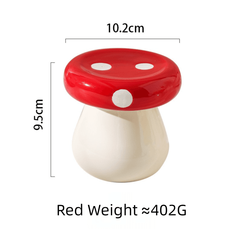 Red Mushroom Ceramic Toothpick Holder and Cotton Swab Jar for Home Kitchen