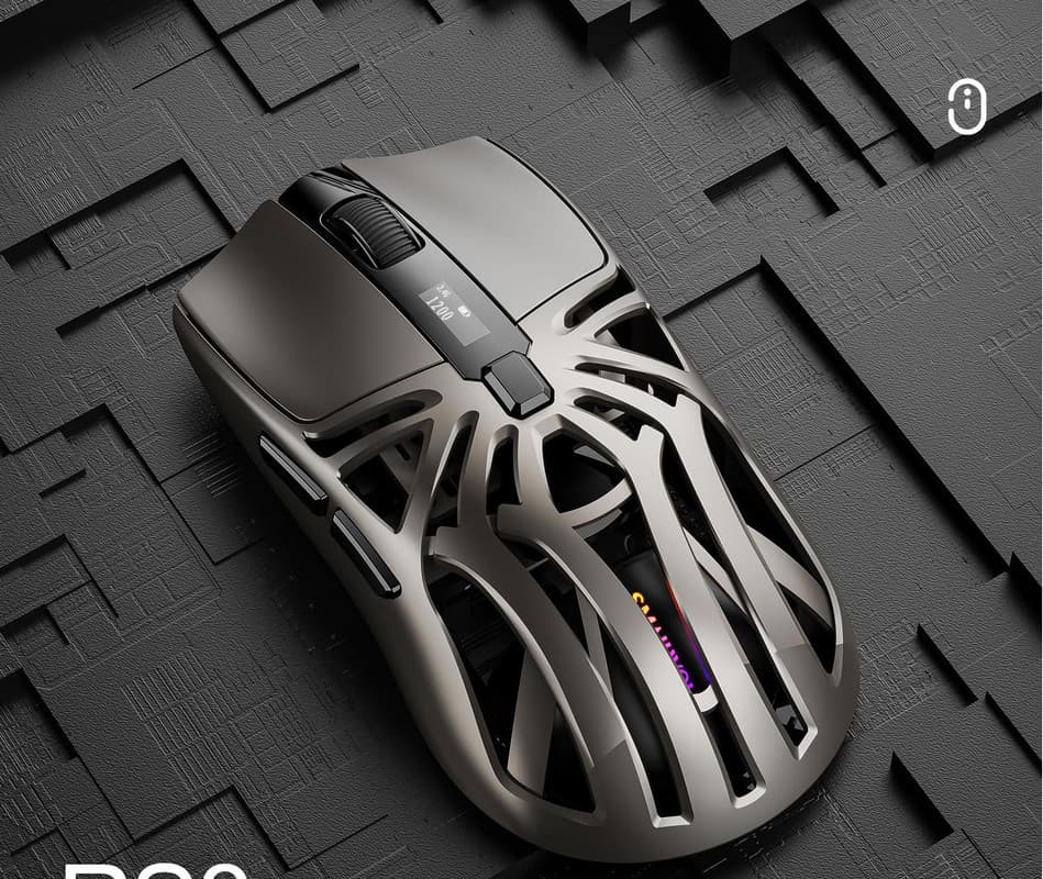 Tri-Mode Wireless Gaming Mouse - 1KHz Polling, 10000 DPI, Digital - Grey