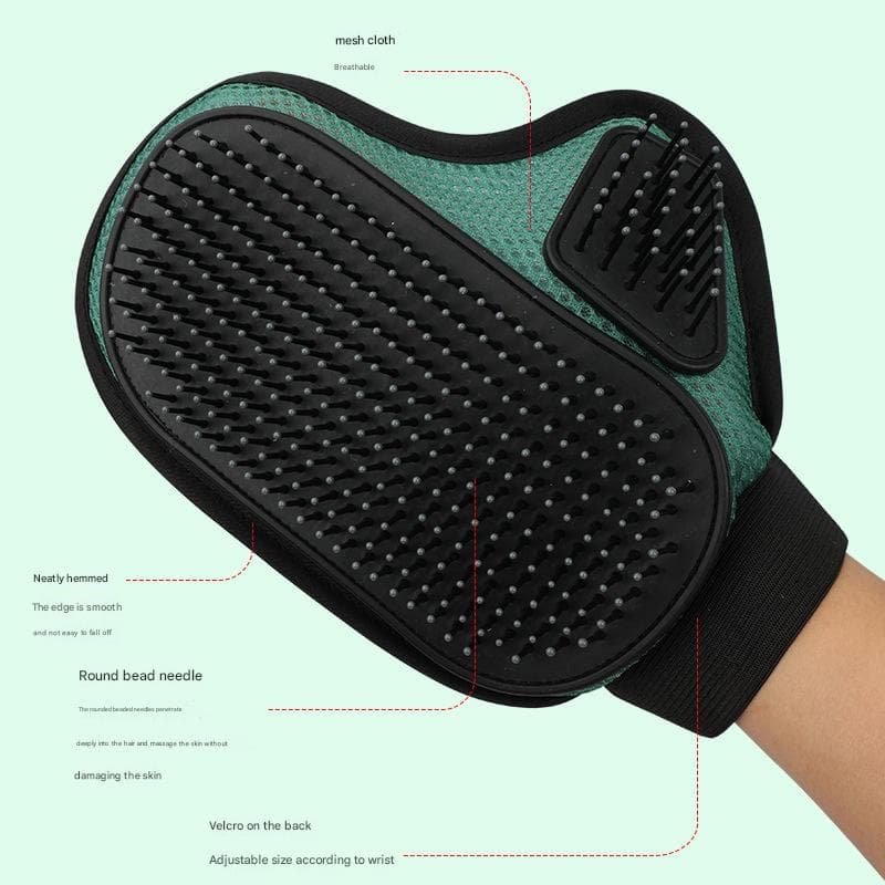 2-Piece Pink And Black Pet Grooming Glove - Gentle Deshedding & Massage Mitt