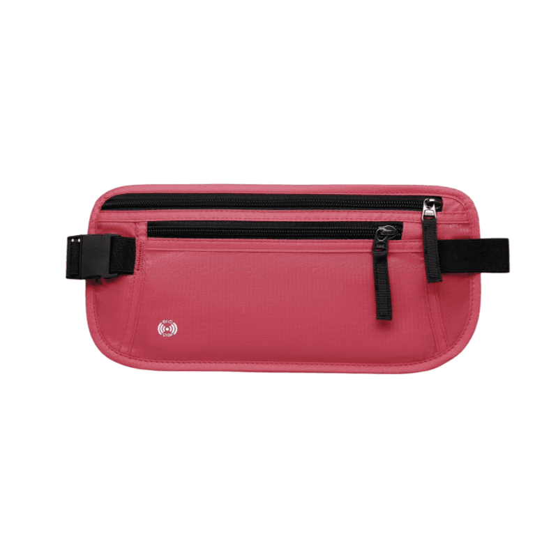 Rose Red RFID Blocking Slim Anti-Theft Fanny Pack for Outdoor Travel