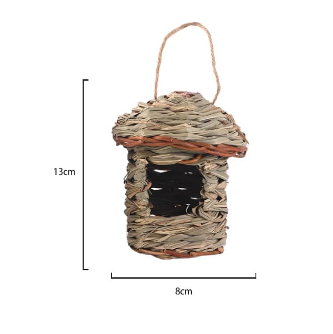 3-Piece Handcrafted Natural Grass Bird Nest - Eco-Friendly - Size 13 × 8 cm