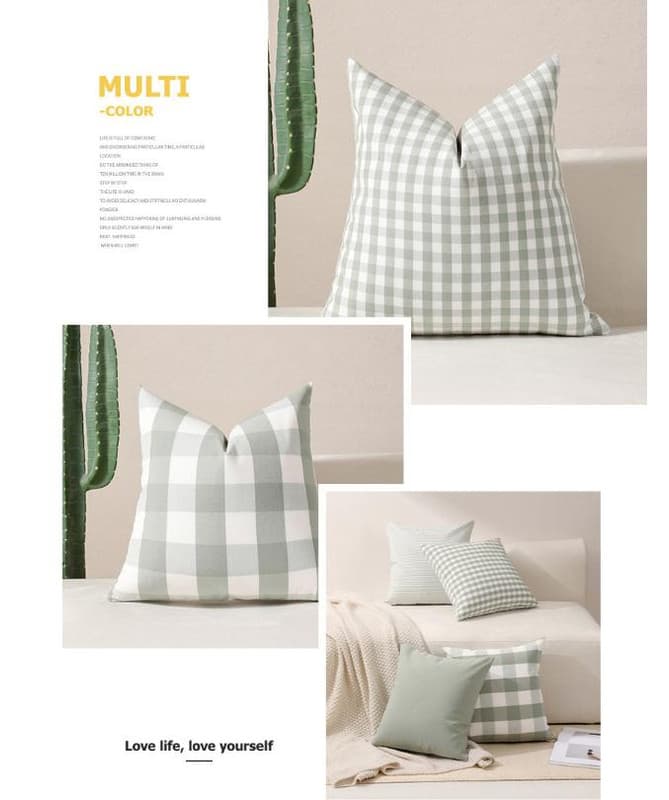 Green Small Plaid Pattern 2-Piece Set Decorative - Inserts Not Included
