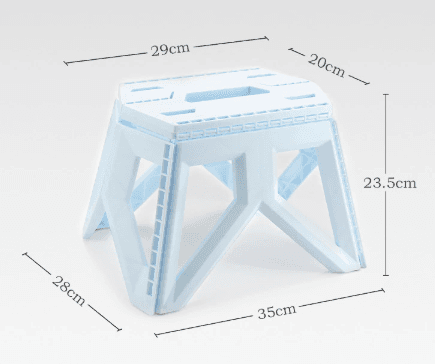 Blue Portable Folding Stool - Compact Lightweight Plastic Step Stool