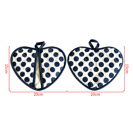 Blue 2 Pack Heart Shaped Oven Mitts Heat-Resistant Cotton - Blue Insulation
