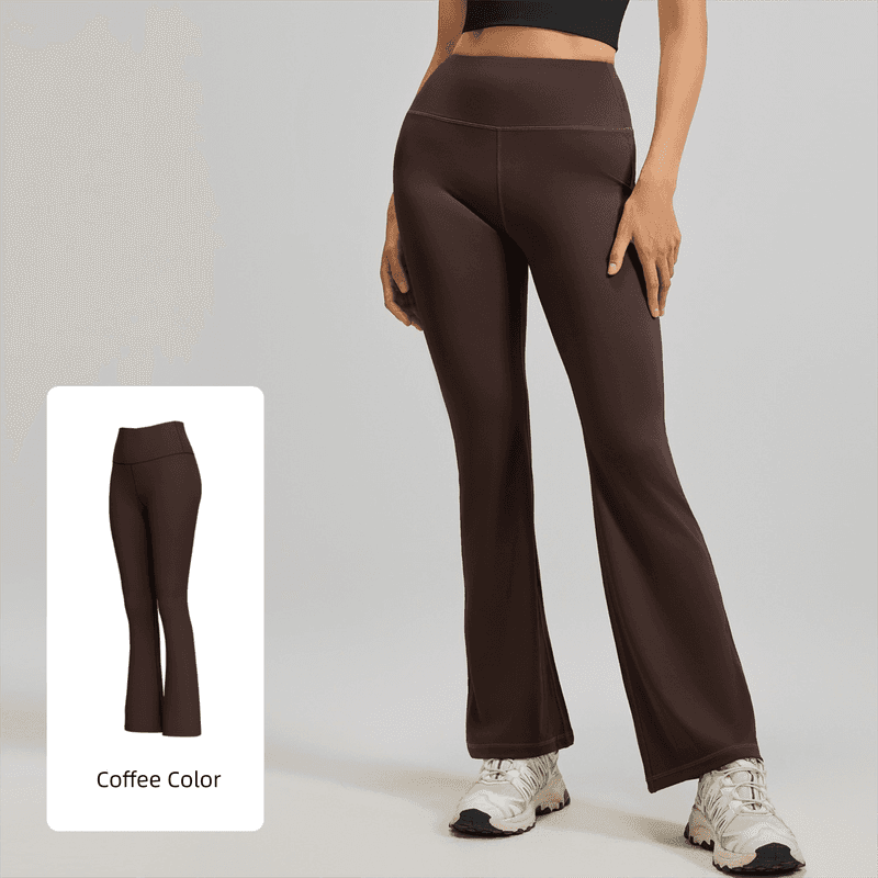 S Coffee High-Waisted Flared Yoga Pants - Sculpting & Slimming Fitness