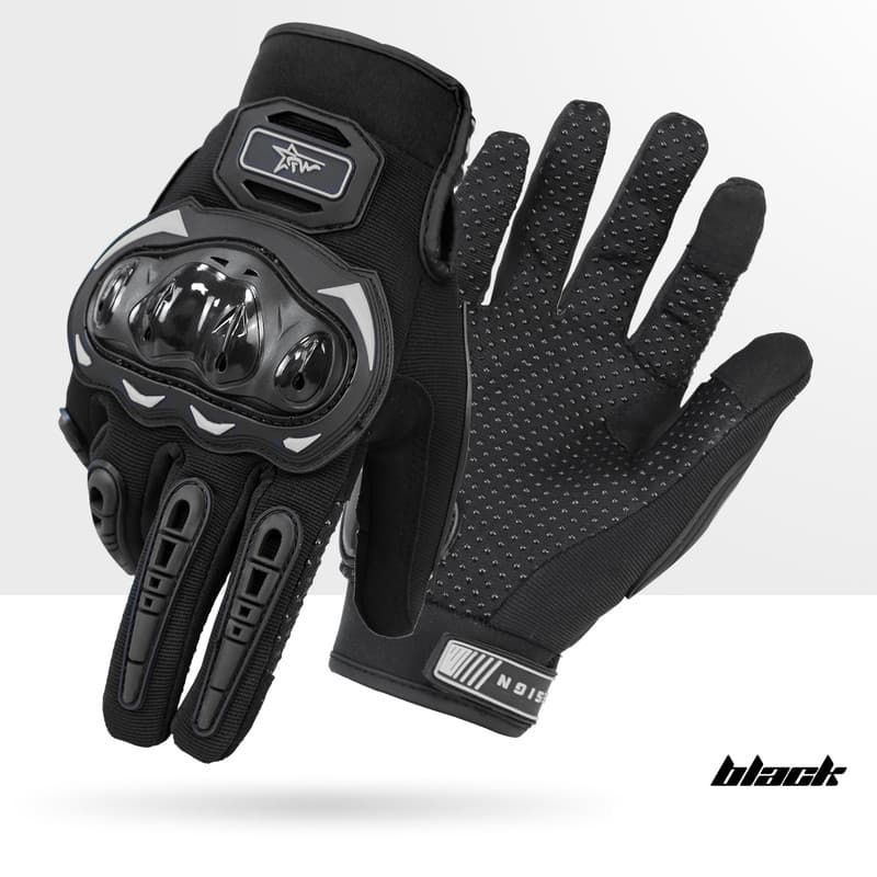 Size M Black Protective Motorcycle Riding Gloves - Hard Knuckle Armour