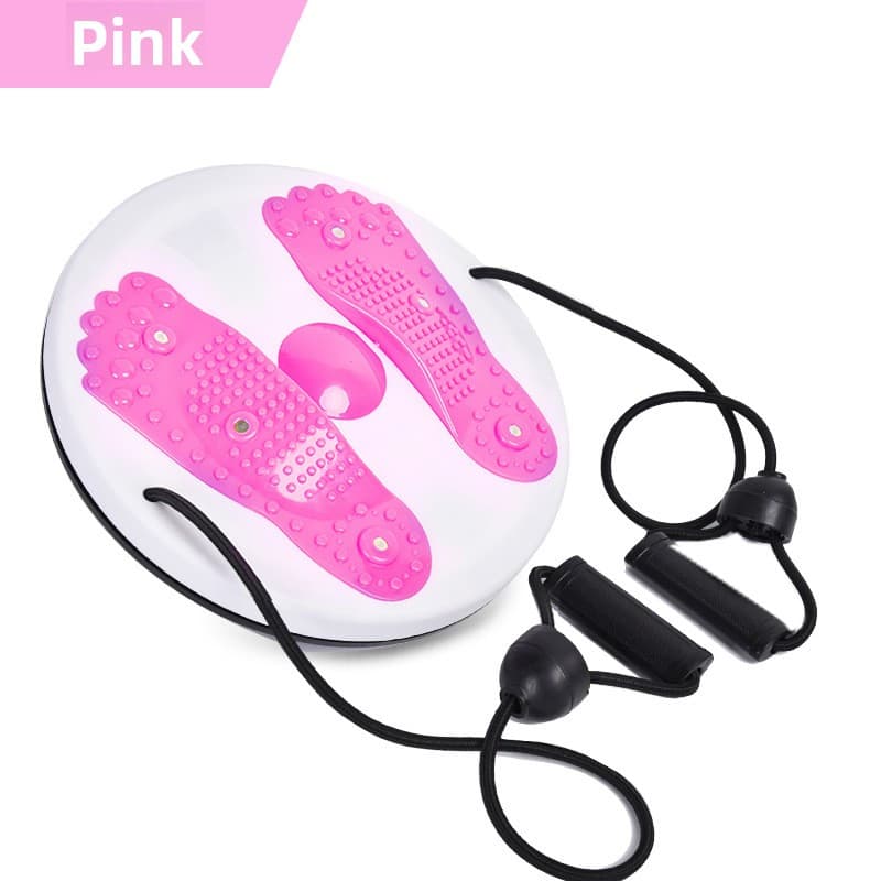 Pink Magnetic Waist Twisting Disc with Resistance Bands Portable Fitness