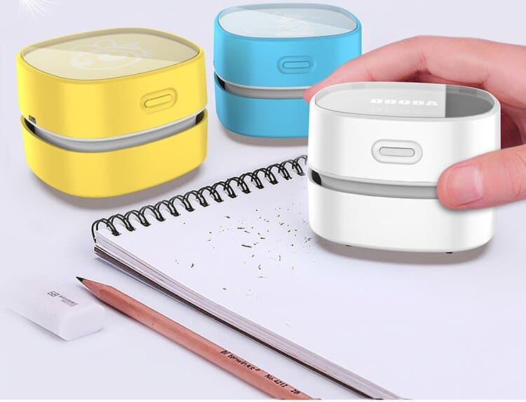 Red Rechargeable Cordless Mini Desktop Vacuum - Portable Handheld Cleaner