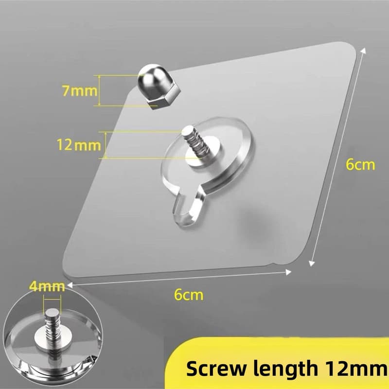 50-PCS Heavy Duty Adhesive Screw Stickers No Drilling Wall Hooks 6 × - 12mm