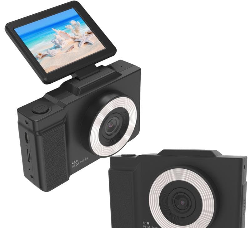 48MP Student Digital Camera with 180 Flip Screen & 3-Setting Fill - Black