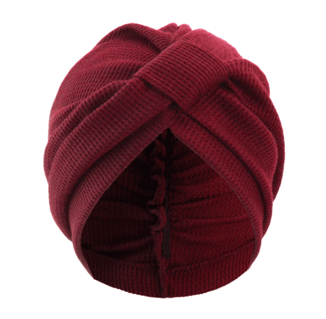 Wine Red 3 Pack Women's Cotton Waffle Knit Turban Headwrap - Thickened