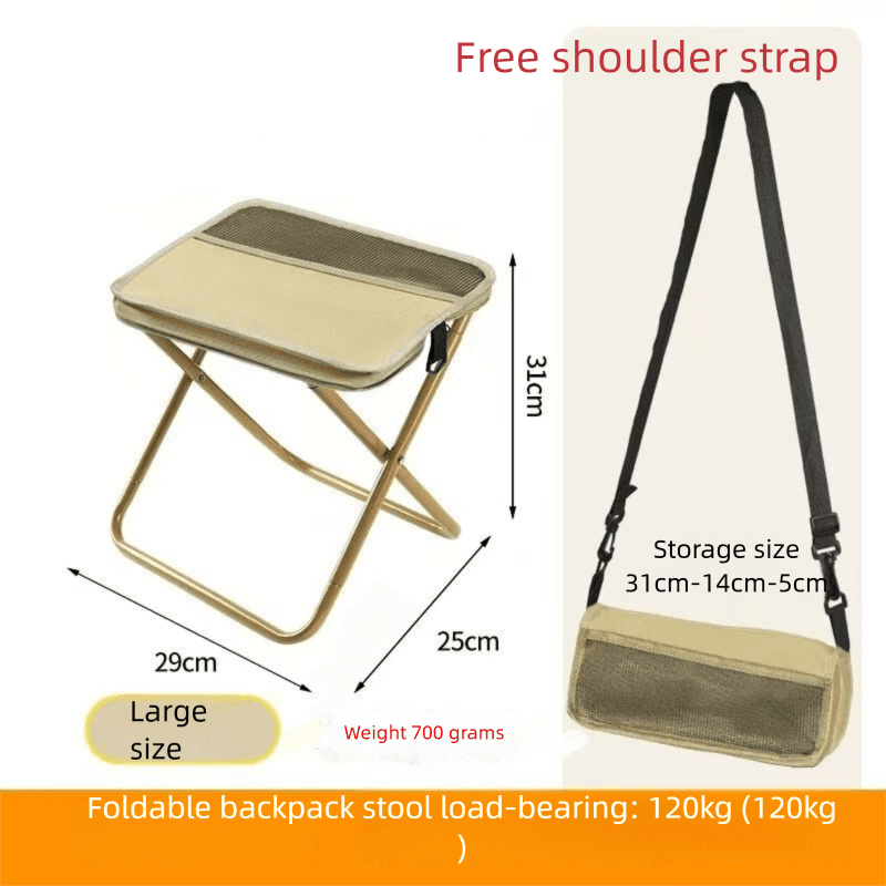 Khaki Portable Folding Backpack Stool with Carrying Case - Large size