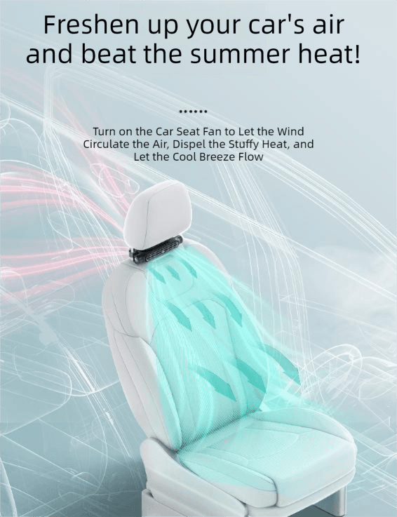 Black Car Seat Back Headrest Fan USB Powered Turbine Cooling Fan with 3