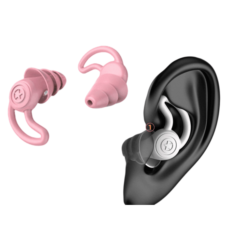 2-Pairs Pink Noise Reduction Silicone Ear Plugs for Swimming, Sleep