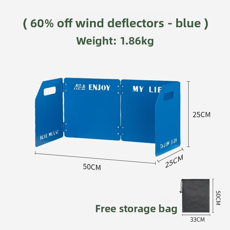 Blue Heavy-Duty 4-Fold Camping Stove Windshield Portable Steel - Blue Stove