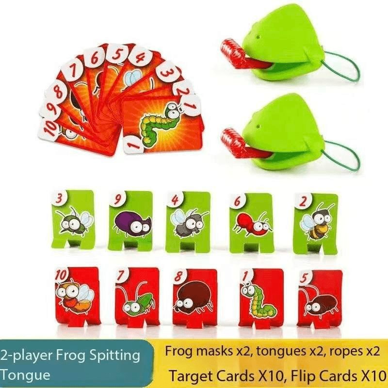 2 Player Frog Tongue Game Lizard Mask Card Battle Family Board Game